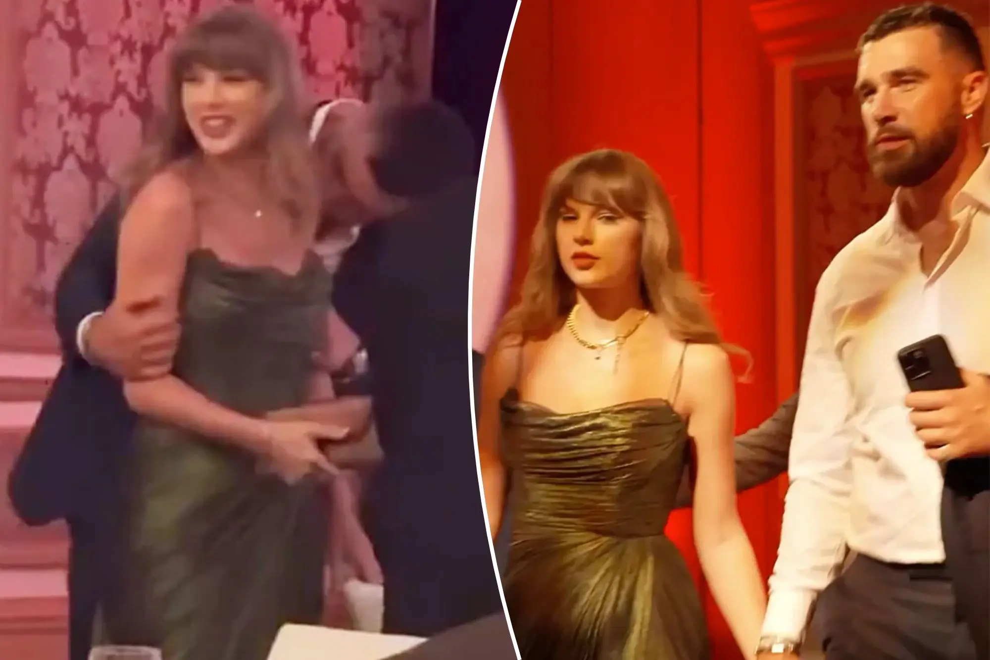 Travis Kelce kisses Taylor Swift’s shoulder